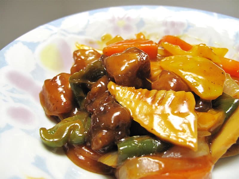りんごジュース入り酢豚 完成画像
