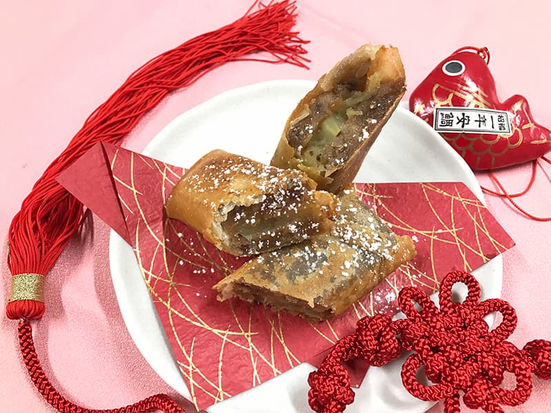 紅豆年糕（あずき餅）とりんごのスイーツ春巻き　完成画像