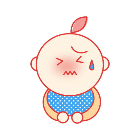 モーロりんご療法画像２：お腹が痛い赤ちゃんのイラスト